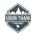 Udon Thani Thailand Travel Stamp Icon Skyline City Design Tourism.