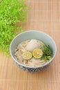 Cold udon noodles with Japanese sudachi.