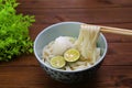 Cold udon noodles with Japanese sudachi.