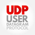 UDP - User Datagram Protocol is one of the core members of the Internet protocol suite, acronym text concept background