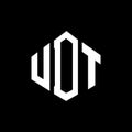 UDT letter logo design with polygon shape. UDT polygon and cube shape logo design. UDT hexagon vector logo template white and Royalty Free Stock Photo