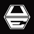 UE ULogo monogram with hexagon shape up and down design template Royalty Free Stock Photo