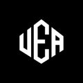UEA letter logo design with polygon shape. UEA polygon and cube shape logo design. UEA hexagon vector logo template white and Royalty Free Stock Photo