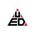 UED triangle letter logo design with triangle shape. UED triangle logo design monogram. UED triangle vector logo template with red Royalty Free Stock Photo
