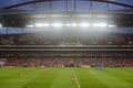 Soccer Stadium, Football Fans Crowd and Players, Night Scene, UEFA Champions League Arena Royalty Free Stock Photo