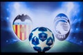 UEFA Champions League 2020, Round of 16 UCL football, Knockout stage, playoff, Official Adidas soccer ball 2020 Royalty Free Stock Photo