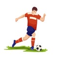 UEFA 4 characterFootball players. Soccer sportsmen, people playing with a ball. Athlete goal and kick, isolated sports action and