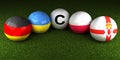 UEFA EURO 2016 balls with the flag of Group C Germany Ukraine Po