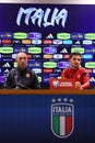 Uefa Euro 2024, European Qualifiers, press conference Blagoja Milevski North Macedonia coach manager Royalty Free Stock Photo