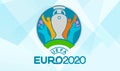 UEFA EURO 2020 official logo on blue background