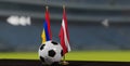 UEFA EURO 2024 Soccer Armenia vs Latvia European Championship Qualification Armenia and Latvia with soccer ball. 3d work. Yerevan