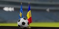 UEFA 2024 Soccer Kosovo vs Andorra European Championship Qualification Kosovo and Andorra with soccer ball. 3d work. Yerevan,