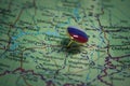 Ufa pinned on a map with the flag of Russia Royalty Free Stock Photo