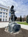 Ufa, Republic of Bashkortostan, Russia, October 17, 2021: Monument to Salavat Yulaev in front of the building of the Kurultai Stat