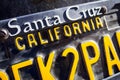 Ufa, Russia, 22 June 2019: License plate with an inscription Santa Cruz California. Copy space, selective focus