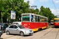 Accident with the car and tramway Royalty Free Stock Photo
