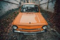 Ufa, Russia, May 30, 2018: Retro Soviet mini car - Zaporozhets ZAZ 968.