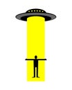 UFO abduct people. Flying saucer snatch man Royalty Free Stock Photo