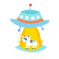 Ufo abducting a cow vector Illustration Royalty Free Stock Photo