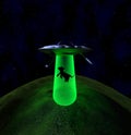 UFO Abduction In Night,3d Render