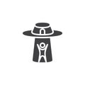UFO abducts man vector icon