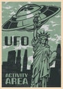 UFO activity colorful poster vintage Royalty Free Stock Photo