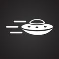 Ufo Alien icon on black background for graphic and web design, Modern simple vector sign. Internet concept. Trendy symbol for