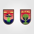 Ufo and alien logo vector patches illustration design