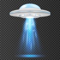 UFO - alien spaceship with blue lights. isolated on background. Vector illustration Royalty Free Stock Photo