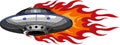 UFO - alien spaceship with flames. Vector illustration design Royalty Free Stock Photo