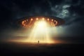 UFO Alien Spaceship Over One Man Royalty Free Stock Photo