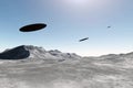 UFO alien spaceships flying over mountains