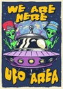 UFO aliens vintage colorful poster