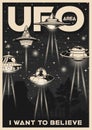 UFO area flyer vintage monochrome Royalty Free Stock Photo