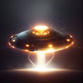 UFO with Beam, Alien Spaceship in Night Sky, Futuristic Mystery Transport, Abstract Generative AI Illustration