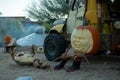 UFO crash site created with pumpkins