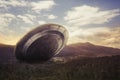 UFO crashing on a valley