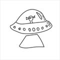 UFO doodle hand drawn vector set isolated on a white background Royalty Free Stock Photo