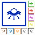 UFO flat framed icons