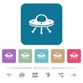 UFO flat icons on color rounded square backgrounds