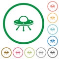 UFO flat icons with outlines