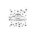 Ufo flaying saucer icon. Element of space hand drawn icon