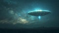 A UFO is flying in the night sky Royalty Free Stock Photo