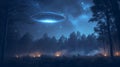 A UFO is flying in the night sky Royalty Free Stock Photo