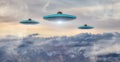 UFO Flying over the Canadian Rocky Mountain Landscape. Royalty Free Stock Photo