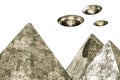 Ufo flying over pyramids