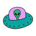 Ufo, flying saucer with alien vector