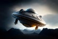 UFO flying saucer spaceship from outer space Royalty Free Stock Photo