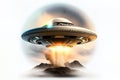 UFO flying saucer spaceship from outer space Royalty Free Stock Photo