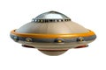 UFO flying saucer spaceship from outer space which is an alien craft, isolated on a white background Royalty Free Stock Photo